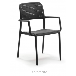 FAUTEUIL GRIS EMPILABLE D'EXTÉRIEUR EN POLYPROPYLÈNE BORA