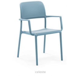 FAUTEUIL BLEU EMPILABLE D'EXTÉRIEUR EN POLYPROPYLÈNE BORA