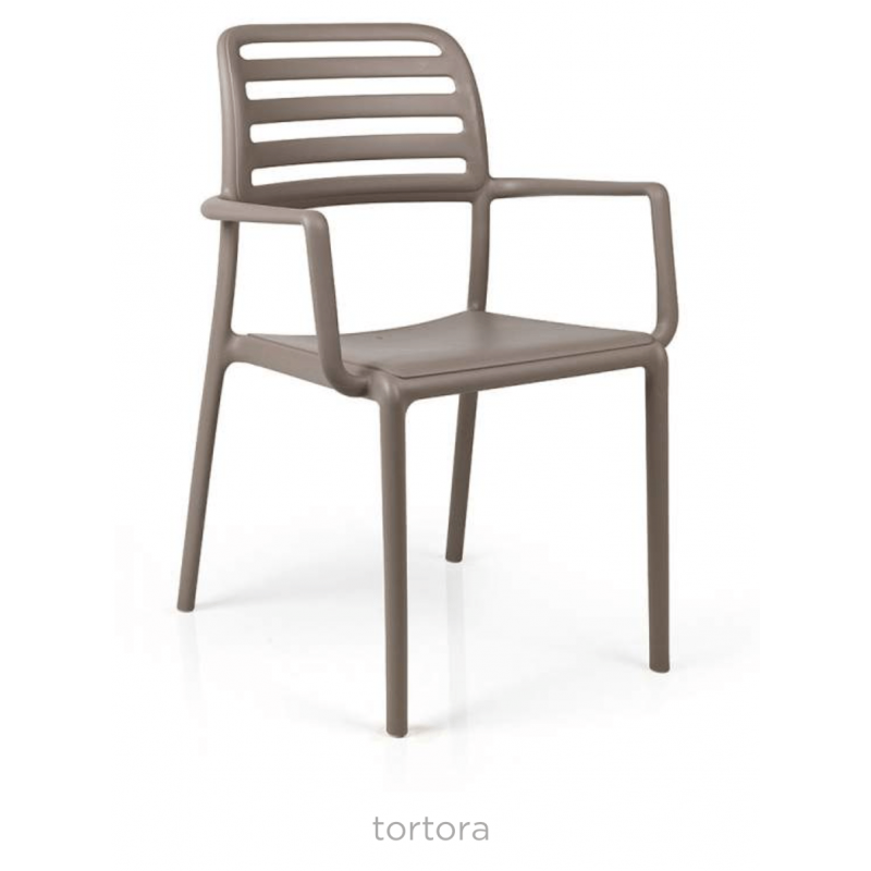 FAUTEUIL D'EXTÉRIEUR TAUPE EMPILABLE EN POLYPROPYLÈNE COSTA