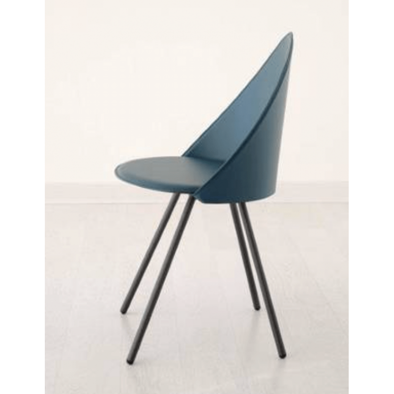 CHAISE RONDE MODERNE EN CUIR VÉRITABLE ITALIEN AMIKA airnova