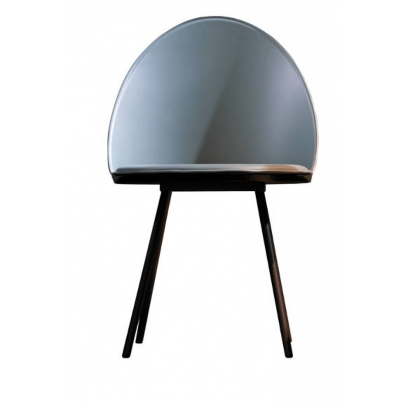 CHAISE RONDE MODERNE EN CUIR VÉRITABLE ITALIEN AMIKA airnova