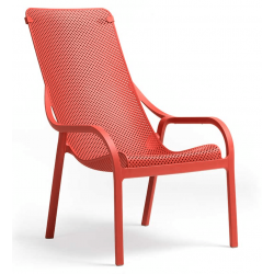 FAUTEUIL DE TERRASSE ITALIEN ROUGE EMPILABLE NET LOUNGE NARDI