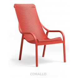 FAUTEUIL DE TERRASSE ITALIEN ROUGE EMPILABLE NET LOUNGE NARDI