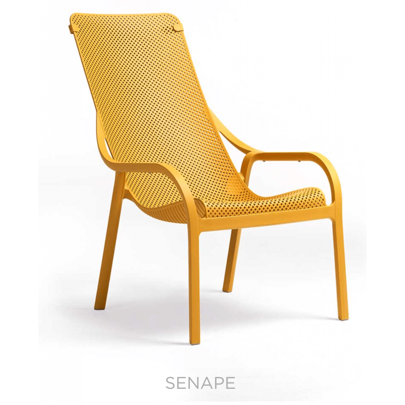 FAUTEUIL DE TERRASSE ITALIEN JAUNE EMPILABLE NET LOUNGE NARDI