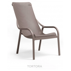 FAUTEUIL DE TERRASSE ITALIEN TAUPE EMPILABLE NET LOUNGE NARDI