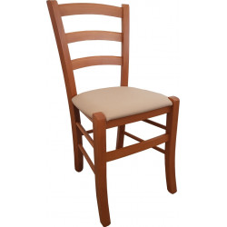 CHAISE DE CUISINE EN BOIS VENISE CHÊNE DORÉ VINYL BEIGE