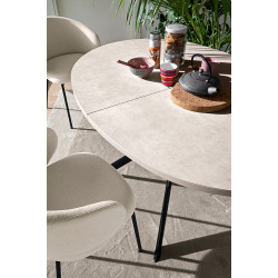 TABLE CONTEMPORAINE GIOVE RONDE OU OVALE CERAMIQUE PIED CENTRAL