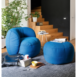 FAUTEUIL POUF LOUNGE CONTEMPORAIN EN TISSU REEF BLEU CONNUBIA