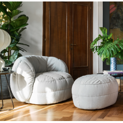 FAUTEUIL POUF LOUNGE CONTEMPORAIN EN TISSU REEF GRIS CONNUBIA