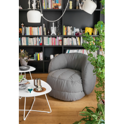 FAUTEUIL POUF LOUNGE CONTEMPORAIN EN TISSU REEF GRIS CONNUBIA