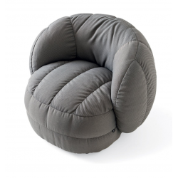 FAUTEUIL POUF LOUNGE CONTEMPORAIN EN TISSU REEF GRIS CONNUBIA