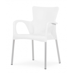 FAUTEUIL DE JARDIN EMPILABLE EN POLYPROPYLÈNE JAUNE ET BLANC LARA - Le  Chaisier