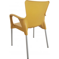 FAUTEUIL DE JARDIN EMPILABLE EN POLYPROPYLÈNE JAUNE ET BLANC LARA