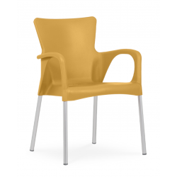 FAUTEUIL DE JARDIN EMPILABLE EN POLYPROPYLÈNE JAUNE ET BLANC LARA - Le  Chaisier