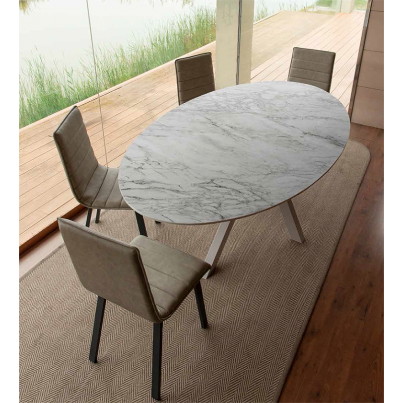 TABLE EN DEKTON OVALE PIEDS CENTRAL MOON