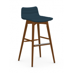 TABOURET PETIT DOSSIER CONTEMPORAIN EN BOIS ET SIMILICUIR COVER