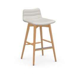 TABOURET PETIT DOSSIER CONTEMPORAIN EN BOIS ET SIMILICUIR COVER