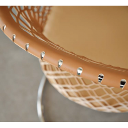 TABOURET RÉGLABLE EN CUIR TRESSÉ ET TISSU MARLON