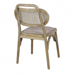 CHAISE MODERNE BISTROT CANNÉE EN BOIS D'ORME ET TISSU MANAR