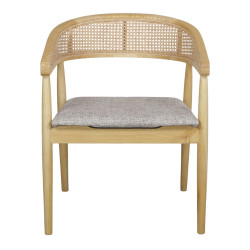 FAUTEUIL MODERNE CANNÉ EN BOIS D'ORME ET TISSU TIANA