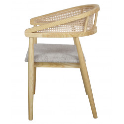 FAUTEUIL MODERNE CANNÉ EN BOIS D'ORME ET TISSU TIANA