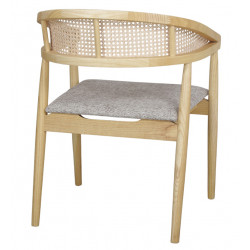 FAUTEUIL MODERNE CANNÉ EN BOIS D'ORME ET TISSU TIANA