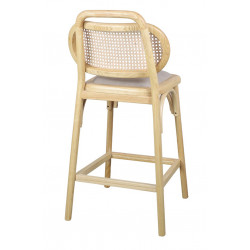 TABOURET SNACK MODERNE CANNÉ EN BOIS ET TISSU LÉO