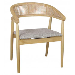 Chaise scandinave 'Karl' grise similicuir 4 pieds en bois naturel salle à  manger cuisine - Set de 6