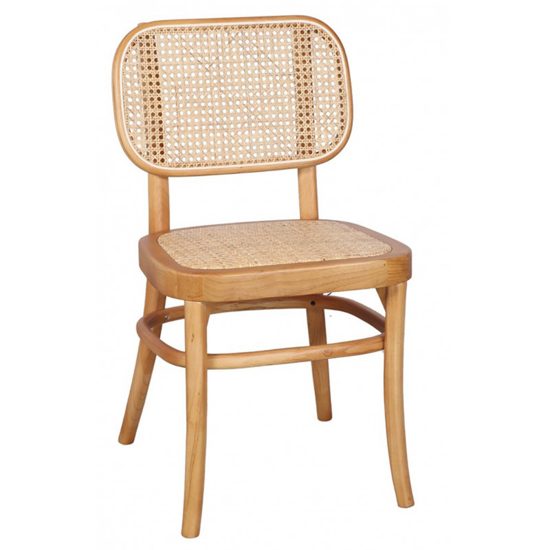 Chaise de table style bistrot en bois blanc et cannage - RETIF