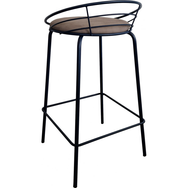 TABOURET DESIGN DOSSIER BAS EN MÉTAL YAËL ASSISE GARNIE