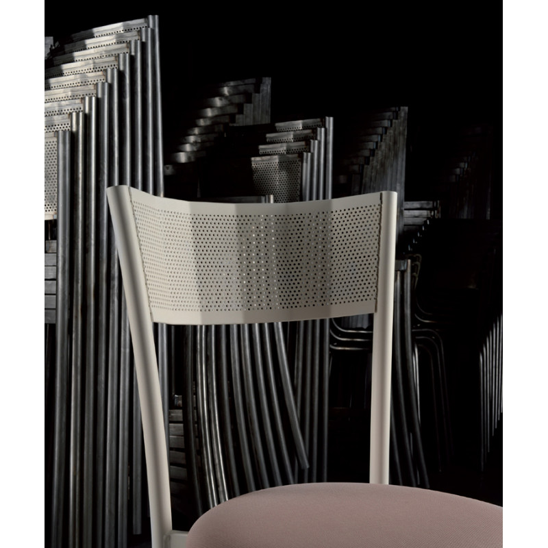 TABOURET DE BAR FRANÇAIS EN MÉTAL ECUME HT 80 CM