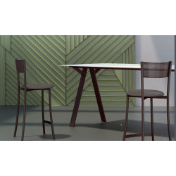 TABOURET DE BAR FRANÇAIS EN MÉTAL ECUME HT 80 CM