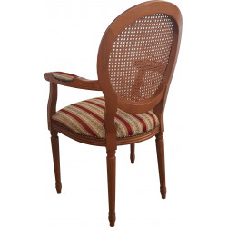 FAUTEUIL DE STYLE LOUIS XVI DOS CANNÉ, BOIS ET TISSU PERSONNALISABLE