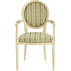 FAUTEUIL DE STYLE LOUIS XVI DOS GARNI EN BOIS ET TISSU PERSONNALISABLE