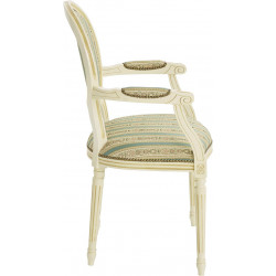 FAUTEUIL DE STYLE LOUIS XVI DOS GARNI EN BOIS ET TISSU PERSONNALISABLE