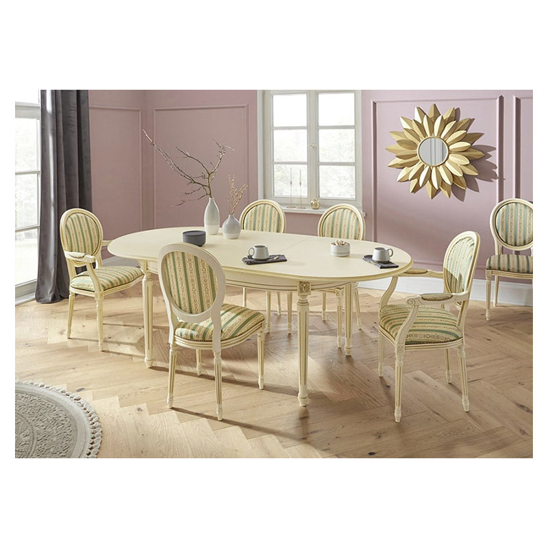 FAUTEUIL DE STYLE LOUIS XVI DOS GARNI EN BOIS ET TISSU PERSONNALISABLE