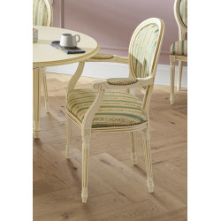 FAUTEUIL DE STYLE LOUIS XVI DOS GARNI EN BOIS ET TISSU PERSONNALISABLE