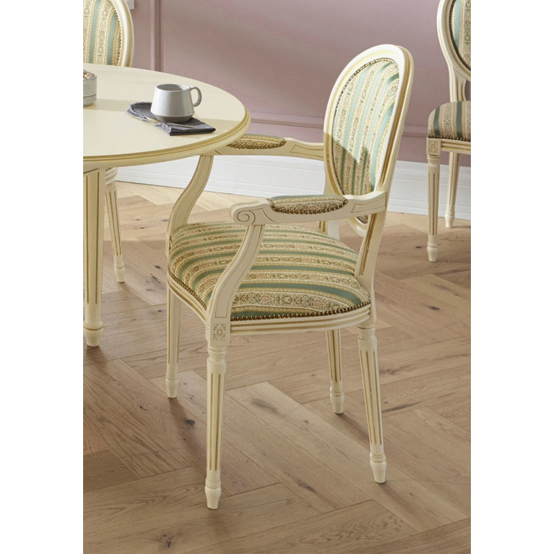 FAUTEUIL DE STYLE LOUIS XVI DOS GARNI EN BOIS ET TISSU PERSONNALISABLE