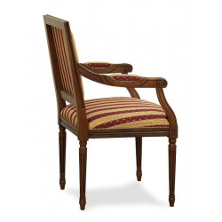 FAUTEUIL CARRÉ DE STYLE LOUIS XVI QP EN BOIS ET TISSU