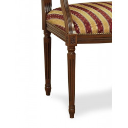 FAUTEUIL CARRÉ DE STYLE LOUIS XVI QP EN BOIS ET TISSU