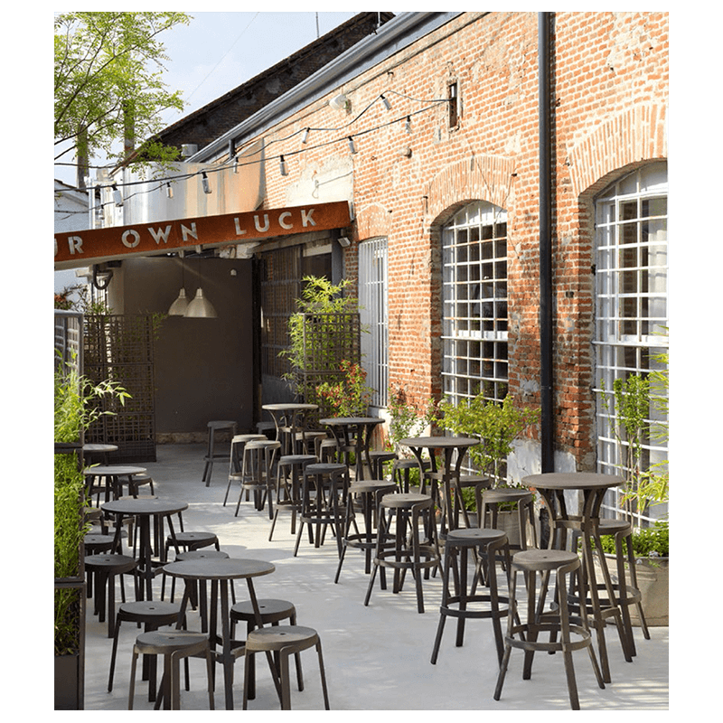 TABLE D'EXTÉRIEUR DEUX HAUTEURS RONDE STACK COMBO EN POLYPROPYLÈNE