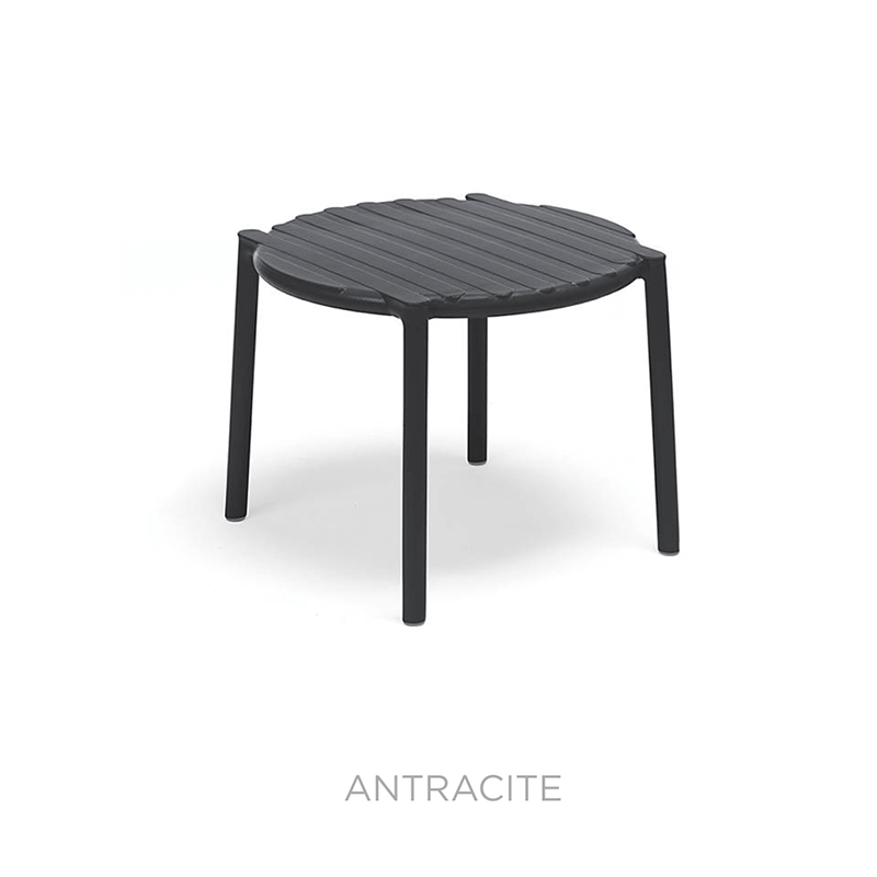 PETITE TABLE BASSE EMPILABLE RONDE D'EXTÉRIEUR DOGA EN POLYPROPYLÈNE