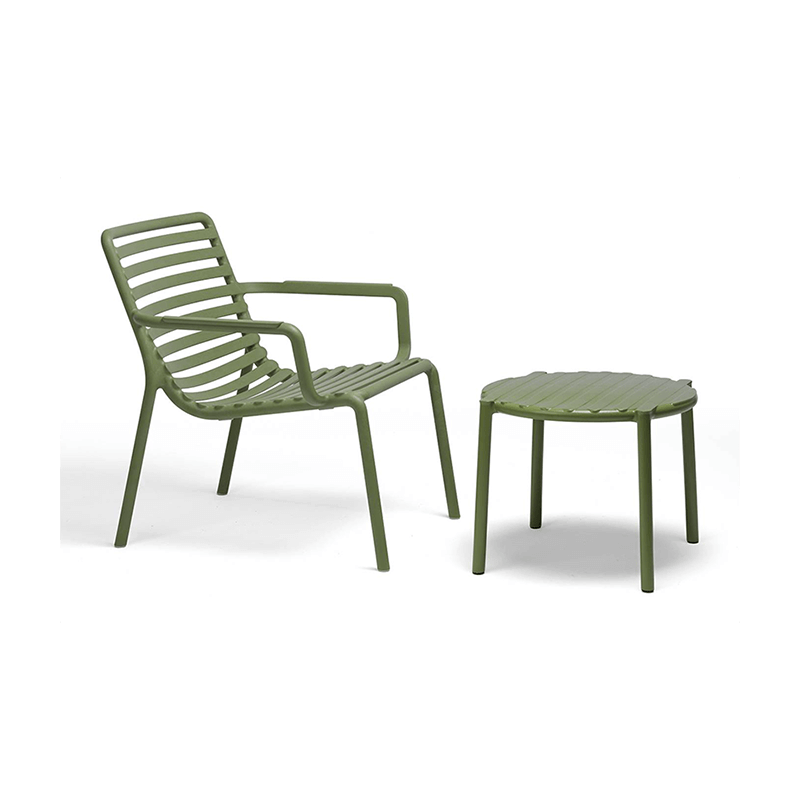 PETITE TABLE BASSE EMPILABLE RONDE D'EXTÉRIEUR DOGA EN POLYPROPYLÈNE