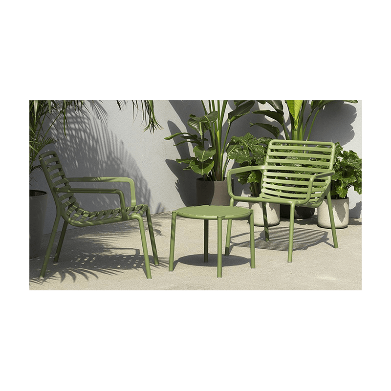 PETITE TABLE BASSE EMPILABLE RONDE D'EXTÉRIEUR DOGA EN POLYPROPYLÈNE