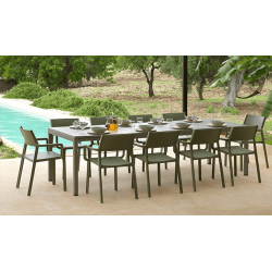 TABLE DE JARDIN EXTENSIBLE EN RÉSINE DURELTOP ET ALUMINIUM - RIO