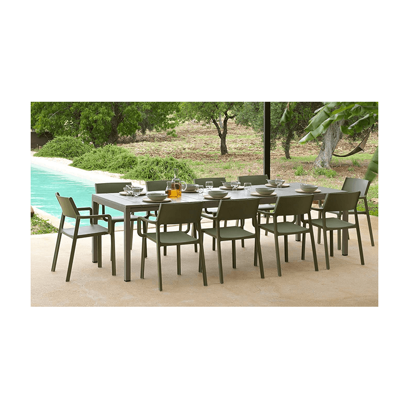 TABLE DE JARDIN EXTENSIBLE EN RÉSINE DURELTOP ET ALUMINIUM - RIO