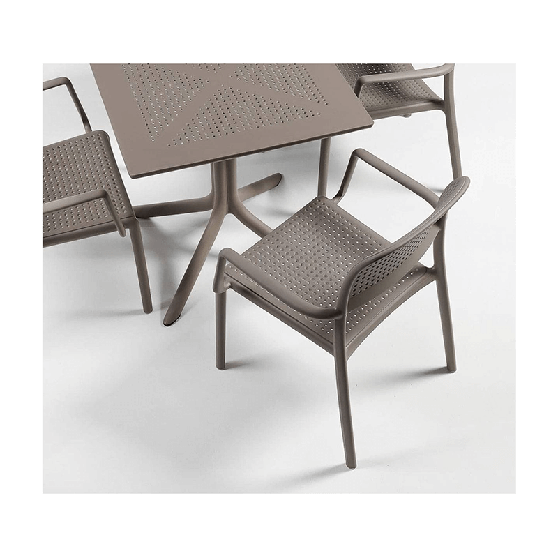 TABLE BISTROT CARRÉE PIEDS CENTRALE EXTÉRIEUR CLIP