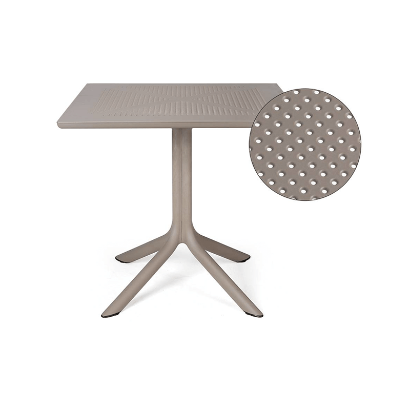 TABLE BISTROT CARRÉE PIEDS CENTRALE EXTÉRIEUR CLIP