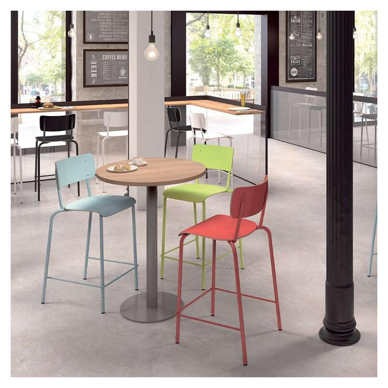 TABOURET BAR VINTAGE EN MÉTAL ET BOIS BARCOLLÈGE