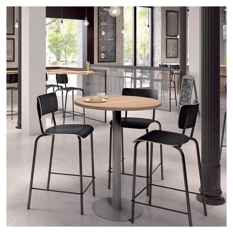 TABOURET BAR VINTAGE EN MÉTAL ET BOIS BARCOLLÈGE